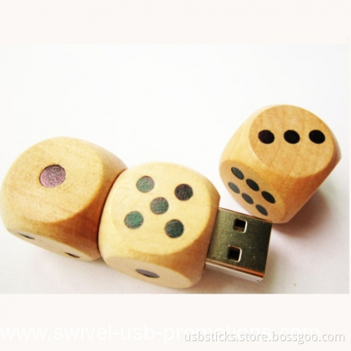 OEM dice shaped promotional wood usb flash drive